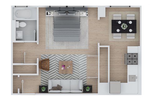 Floor plan for studio, 1 bath, 550 sqft